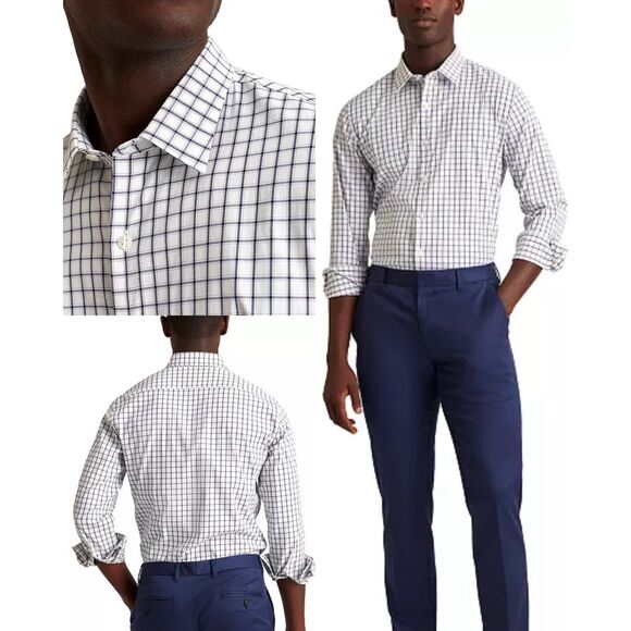 Bonobos NWT Slim Fit Long Sleeve Button-Front Tech Shirt Blue Horden Check - Picture 1 of 6